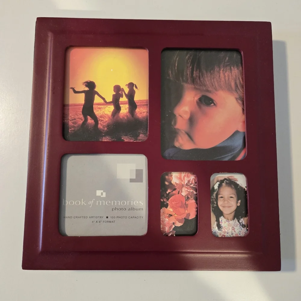 Photo Album Book of Mempries Cherry Wood Hardcover - Holds 100, 4x6 Photos